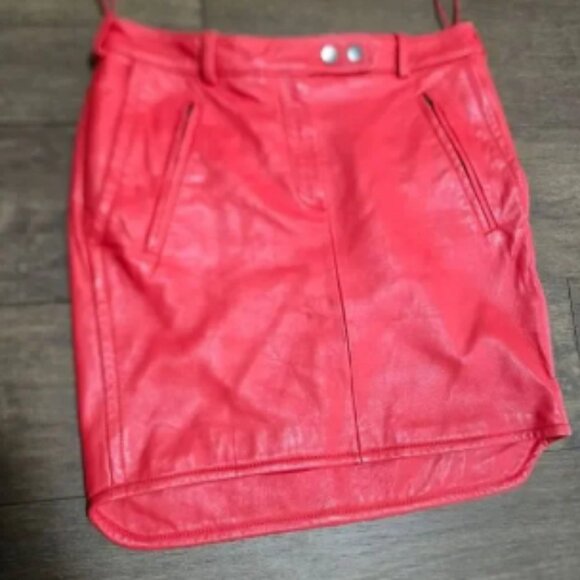 Carven Leather Skirt Red Mini size S - Picture 2 of 6